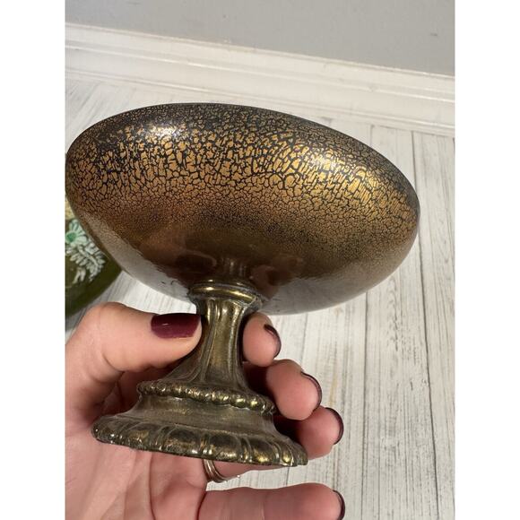 Vintage Sascha Brastoff MCM Enamel Copper Green Floral Plate Ashtray LOT 3 - Picture 3 of 16